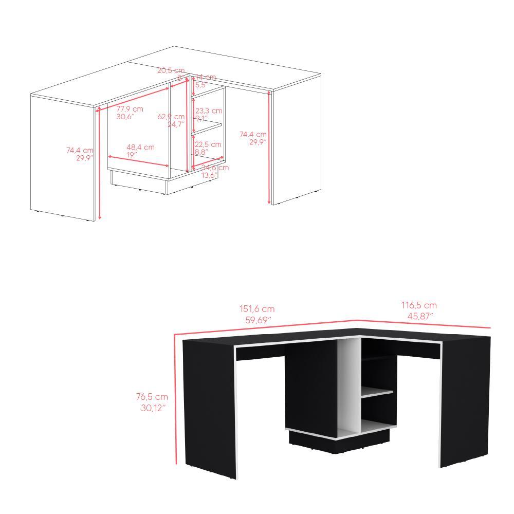Escritorio En L Sereny Wengue Y Blanco