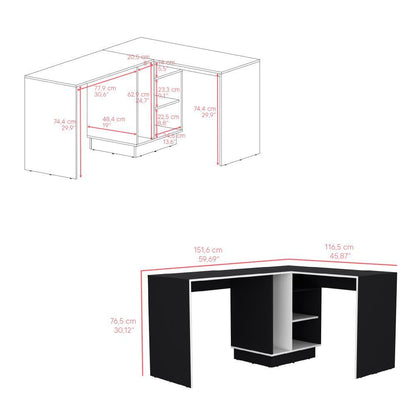Escritorio En L Sereny Wengue Y Blanco