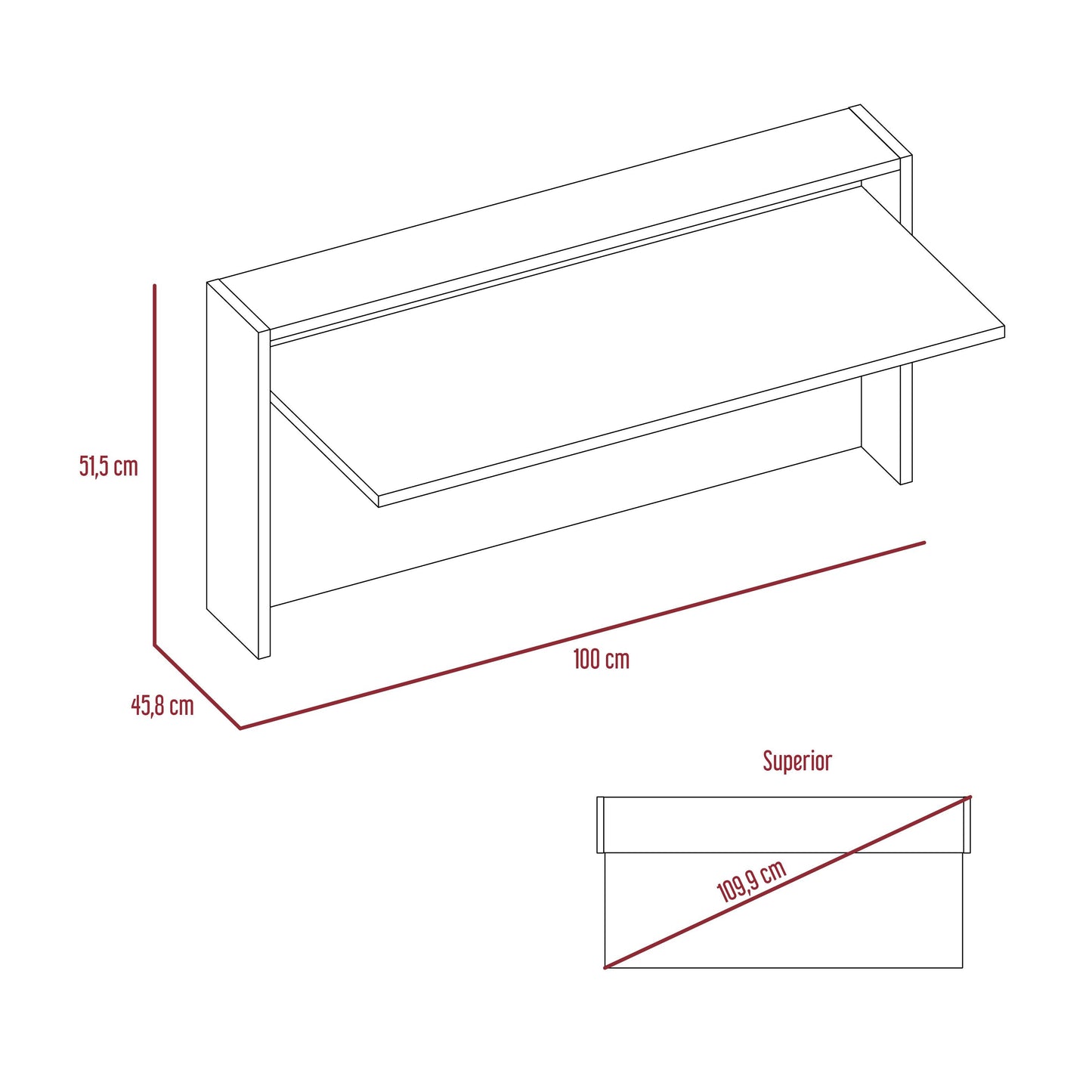 Escritorio The Wall  Plomo Y Blanco