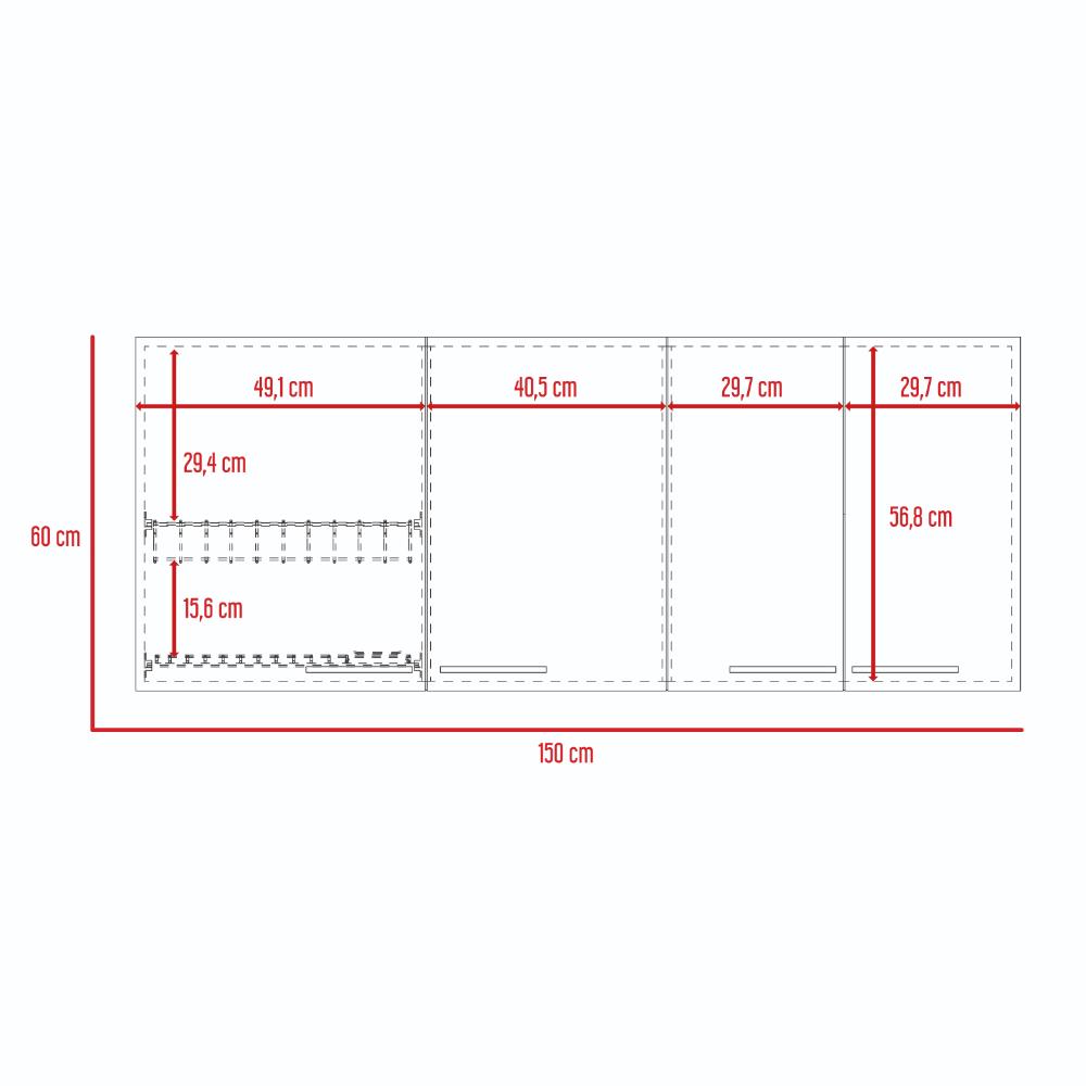 Gabinete Superior Cocina Jhonny  Blanco Y Wengue 150 Cm