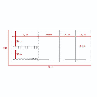 Gabinete Superior Cocina Jhonny  Blanco Y Wengue 150 Cm