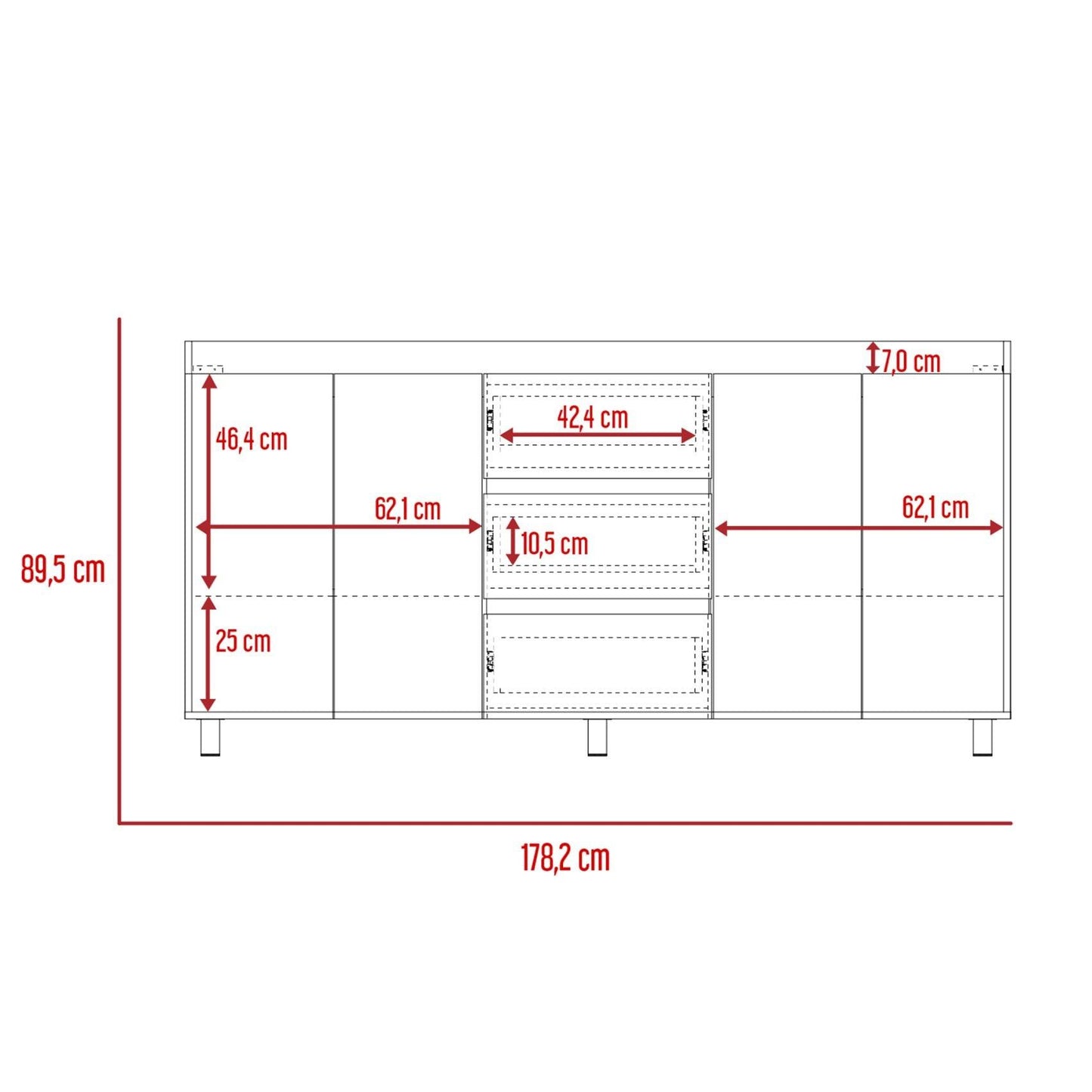 Gabinete Inferior Vemo Nogal Y Blanco 180 Cm