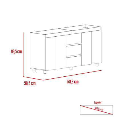 Gabinete Inferior Vemo Nogal Y Blanco 180 Cm