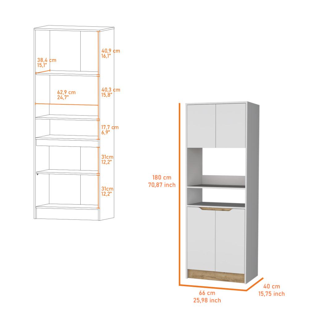 Modulo Microondas Syley, Blanco Y Macadamia, Con Cuatro Puertas Abatibles