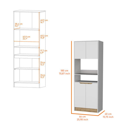 Modulo Microondas Syley, Blanco Y Macadamia, Con Cuatro Puertas Abatibles
