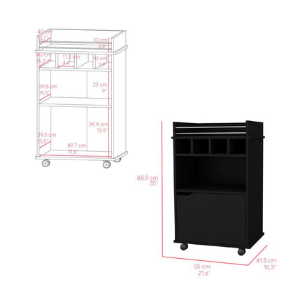 Carro Bar Vitrines, Wengue,  Con Rocachinas Para Facil Desplazamiento