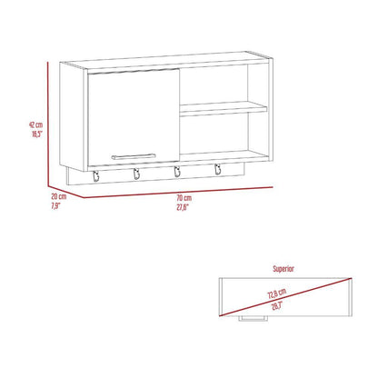 Gabinete Superior Auxiliar Tuxbon Blanco Y Nogal 70 Cm