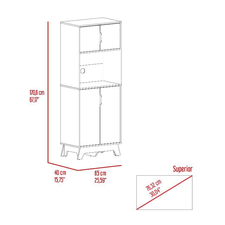 Mueble Microondas Alto Holk Bi-Color Duna Blanco