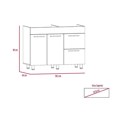 Gabinete Inferior Poret Nacar Y Blanco 120 Cm