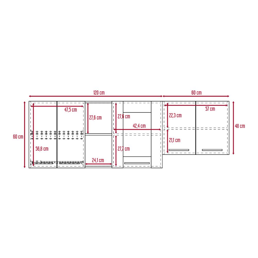 Gabinete Superior Perit Nacar Y Blanco 180 Cm