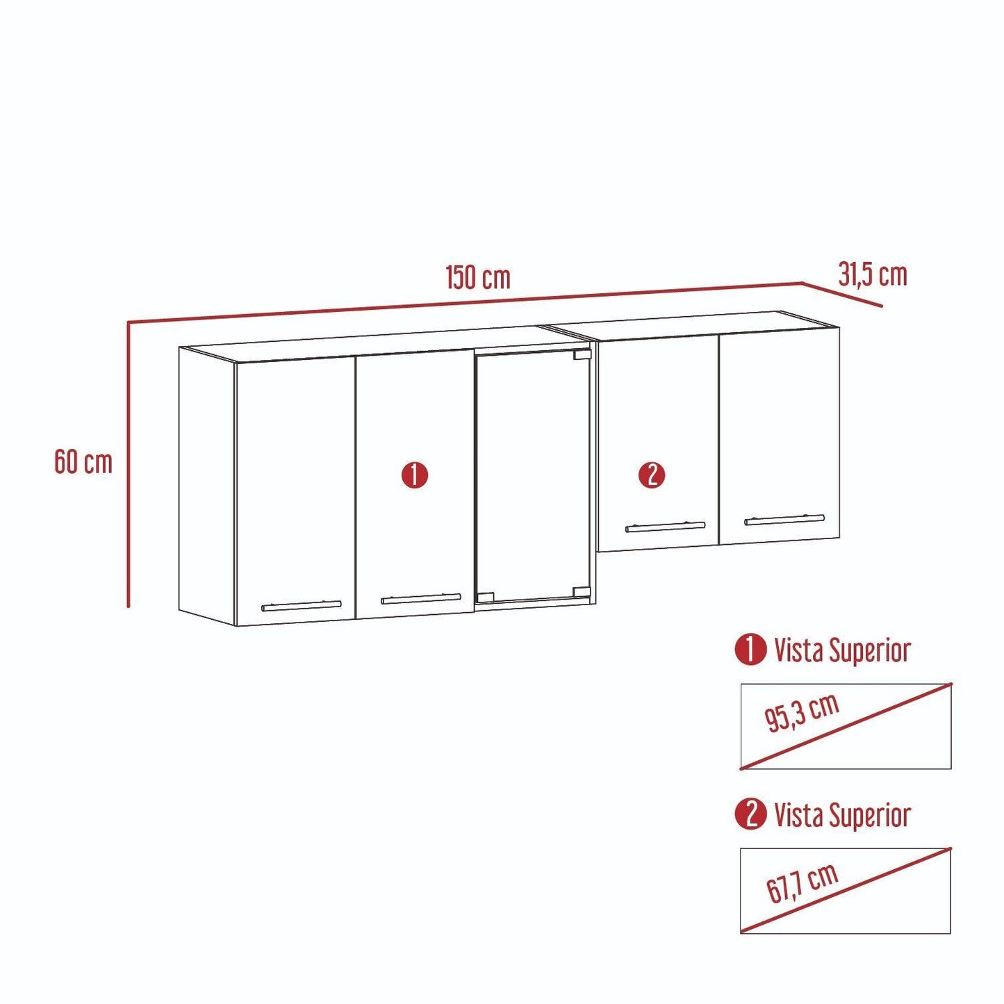 Gabinete Superior Preden Miel Y Wengue 150 Cm