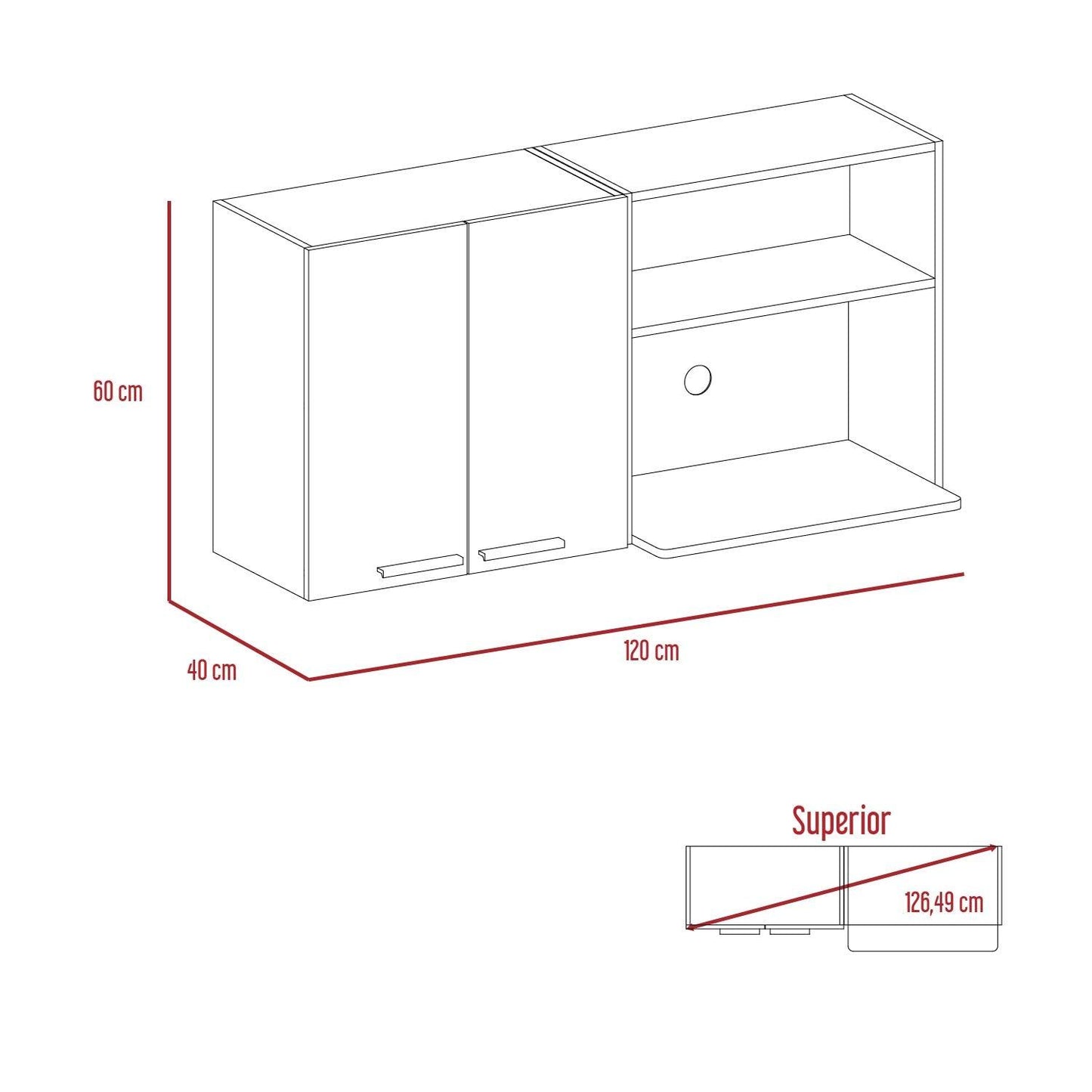 Gabinete Superior Copont Cafe Y Blanco 120 Cm