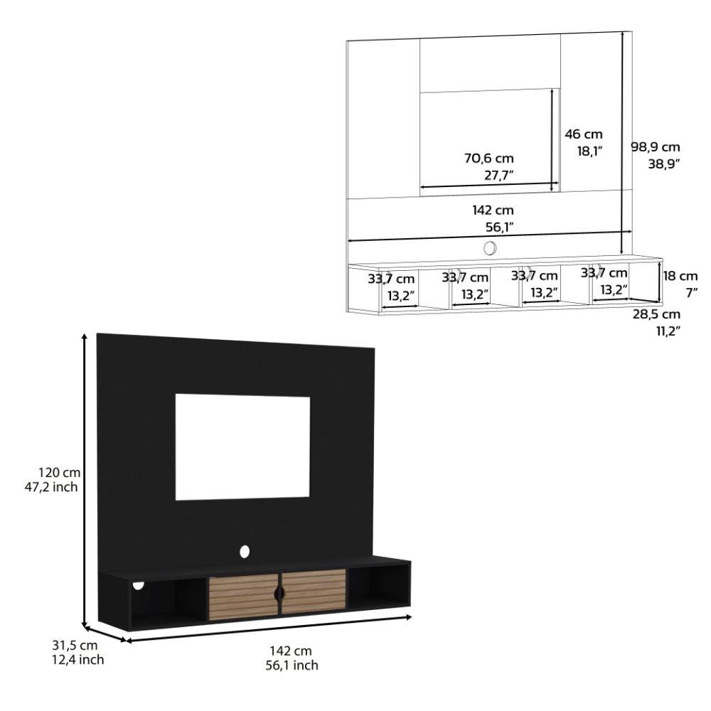 Panel De Tv Montpellier Wengue Y Lenno Para Tv De  60"