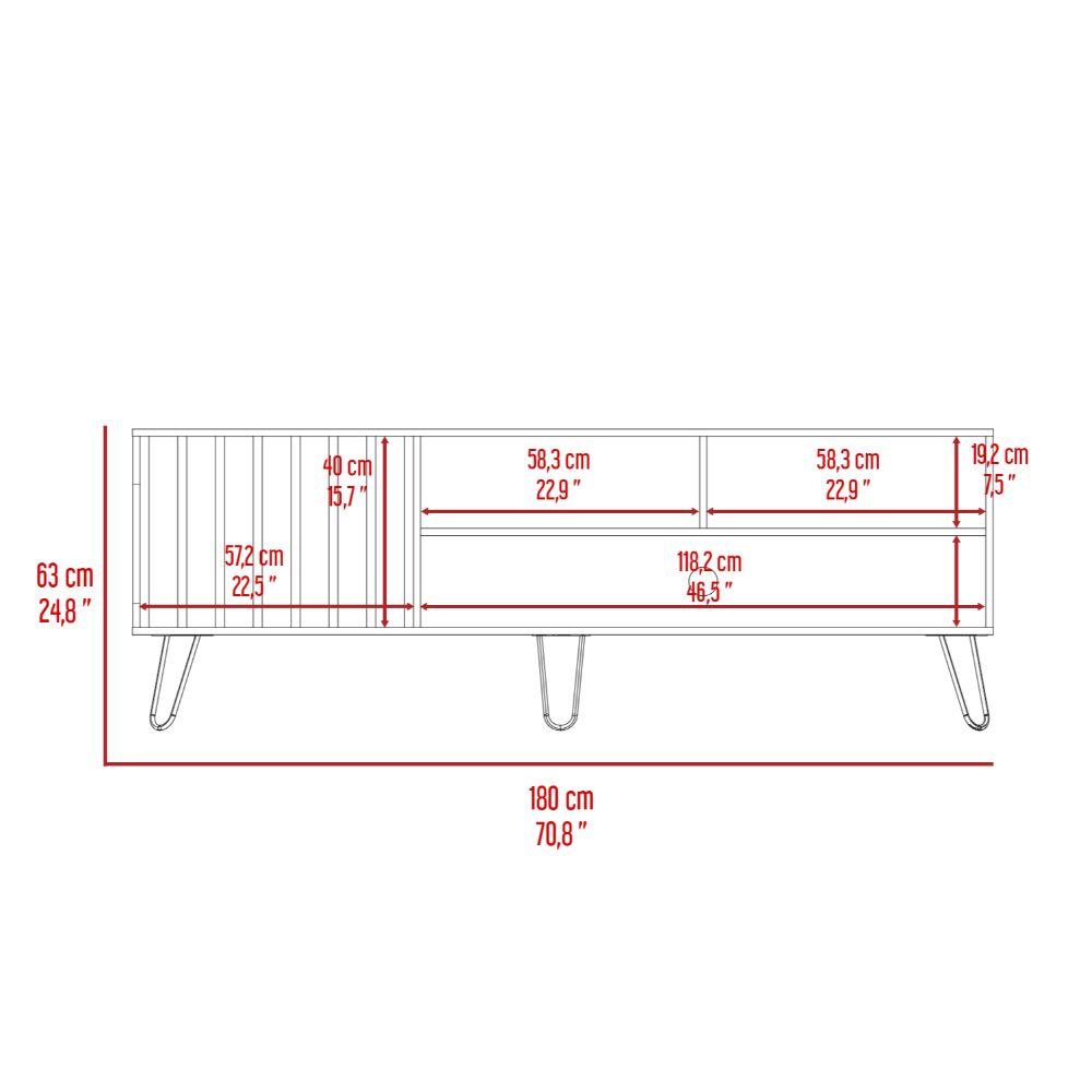 Mesa Para Tv Zari, Nogal, Cuenta Con Espacio Para Mascota Hasta 75 Pulgadas