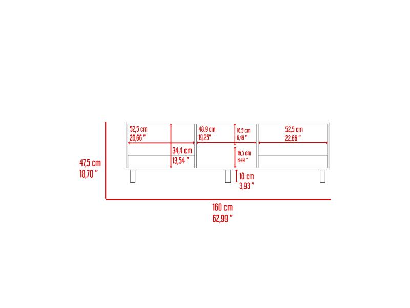 Mesa Para Tv Lureon Rovere Y Blanco Para Tv De 70"