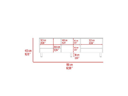 Mesa Para Tv Lureon Rovere Y Blanco Para Tv De 70"