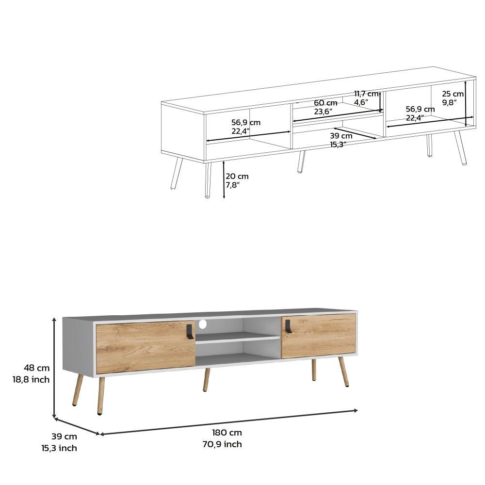 Mesa Para Tv Revali Macadamia Y Blanco Para Tv De 75''