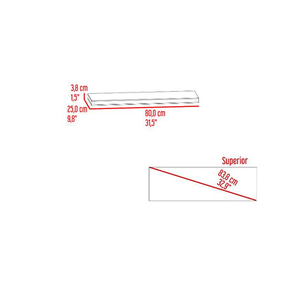 Repisa Flotante 80 X 25 (1C) Panno Rovere 3,8X