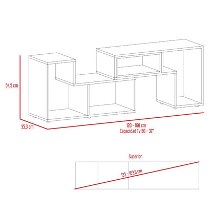 Rack Extensible Veluna  Rovere Y Blanco Para Tv De 50"