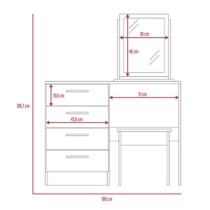 Mueble Tocador Okria Miel Y Blanco