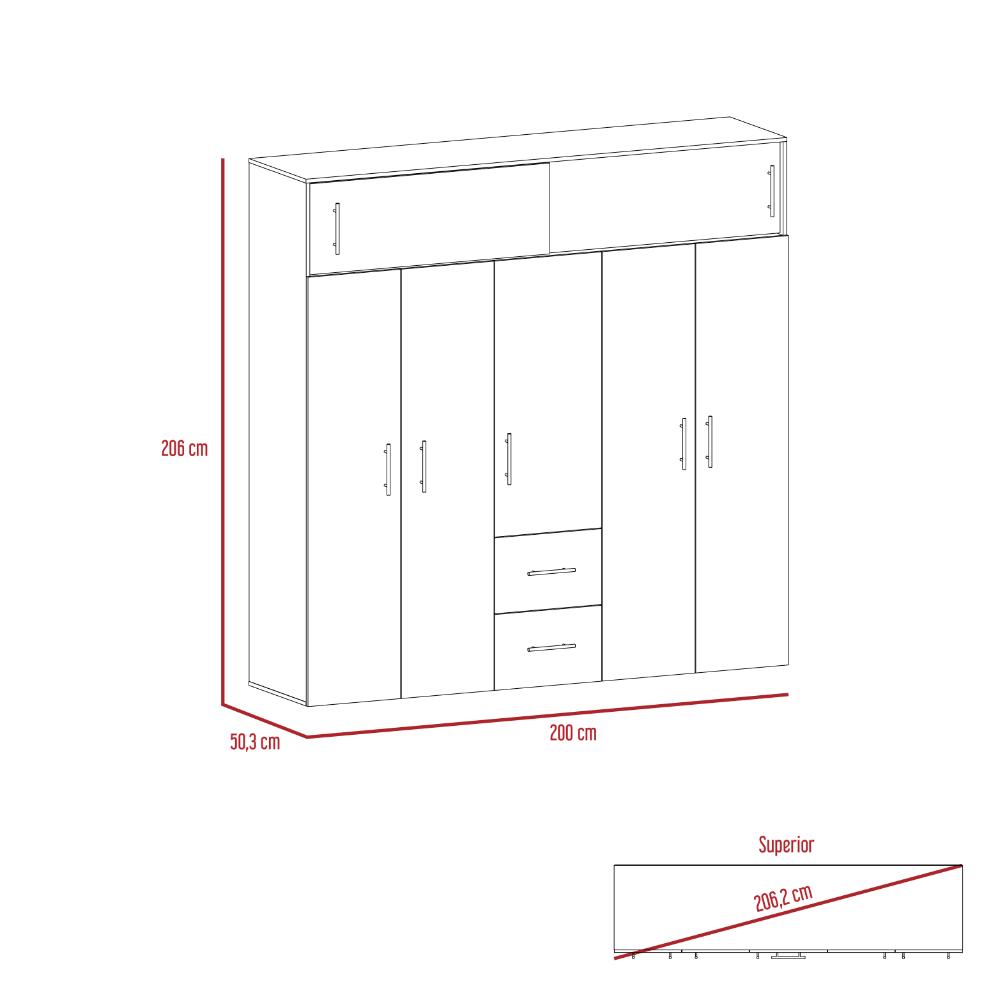 Armario Envelia 200 Ceniza Y Blanco