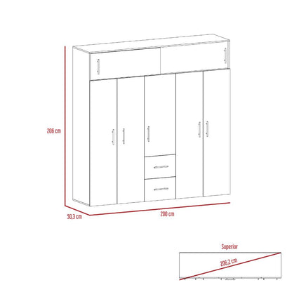Armario Envelia 200 Ceniza Y Blanco