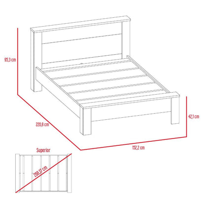 Cama Doble Kalver Miel Y Plata Oscuro