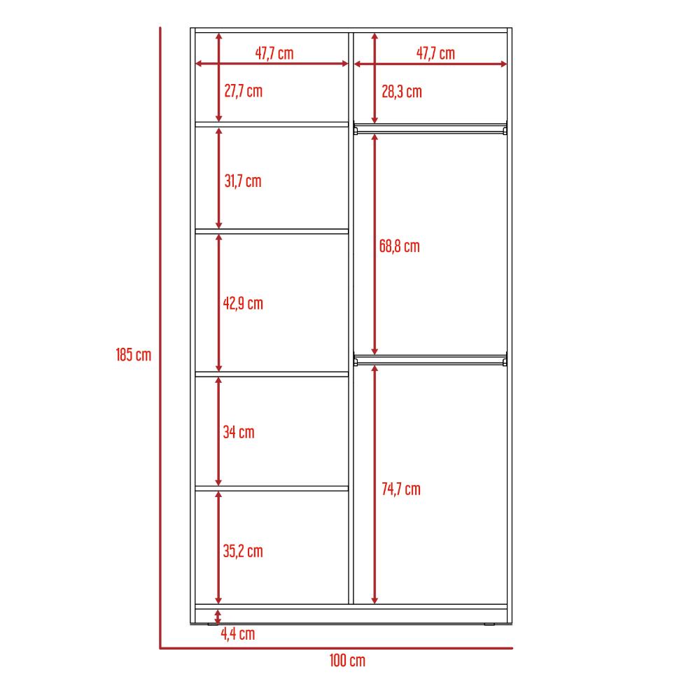 Closet Tradicion Nather 185 Rovere Y Blanco