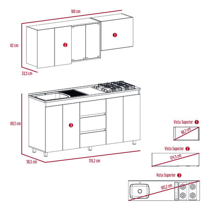 Cocina Integral Zomira Gris Y Blanco Con Mesón Izquierdo