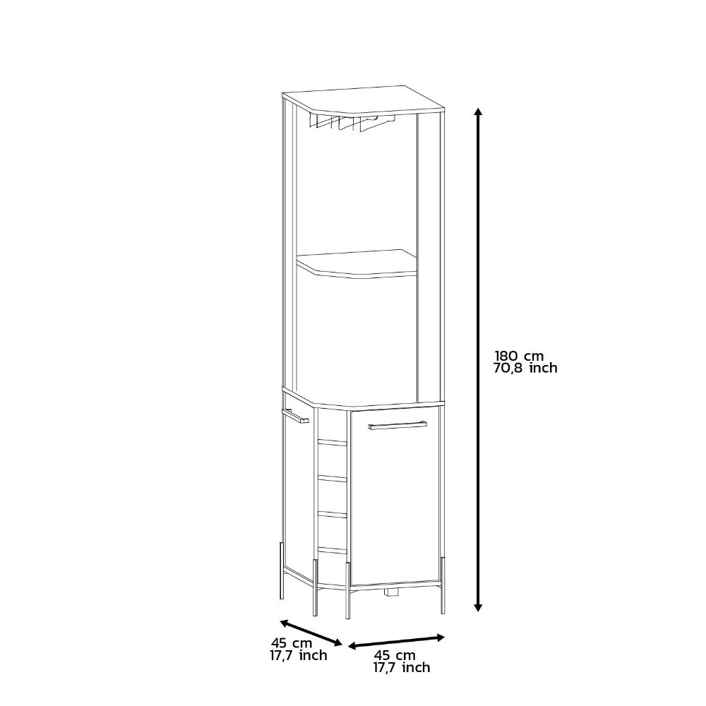 Bar Roony, Macadamia, Con Dos Puertas Y Amplio Espacio Para Botellas