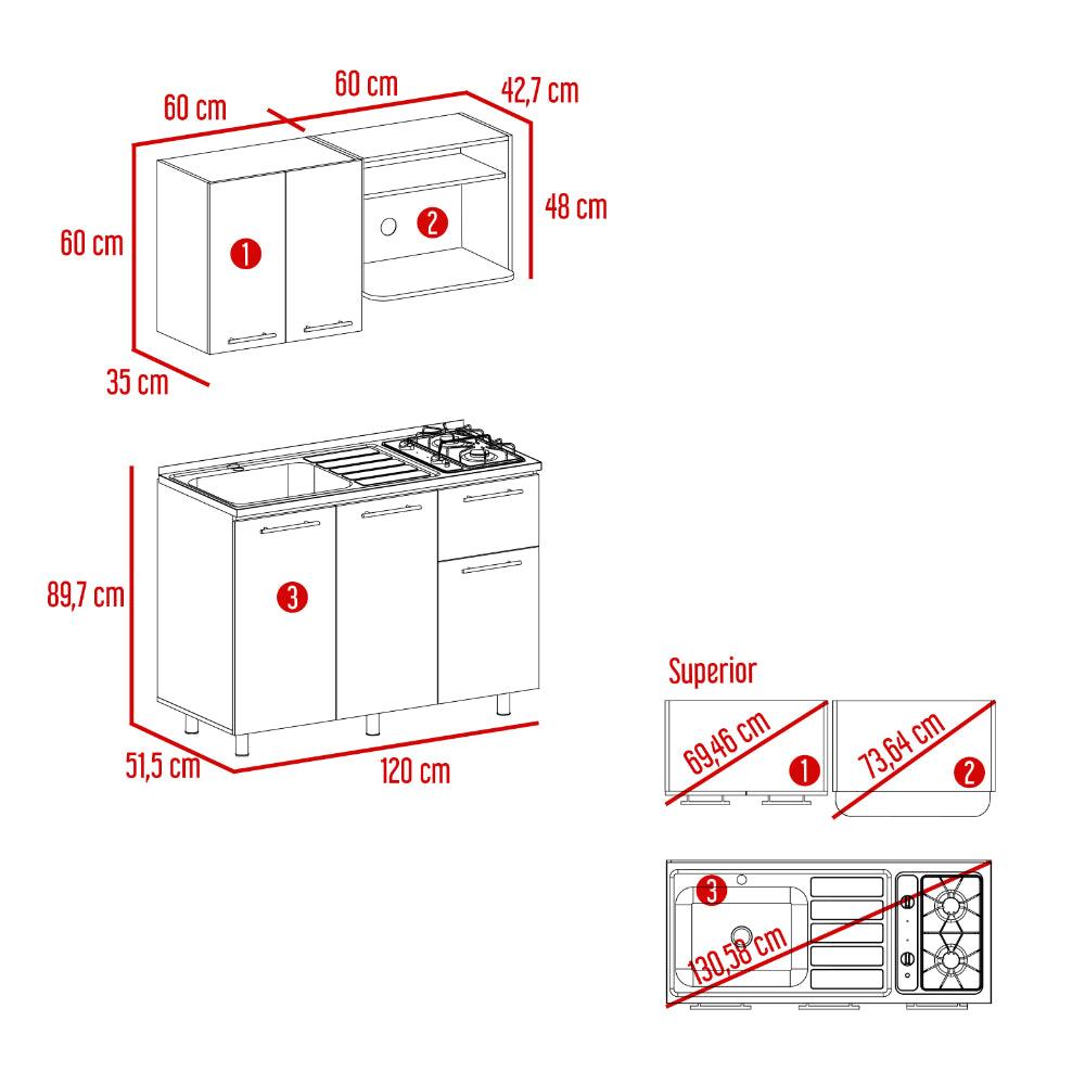 Cocina 120 Kurova  Blanco Meson Izquierdo