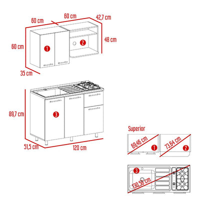 Cocina 120 Kurova  Blanco Meson Izquierdo