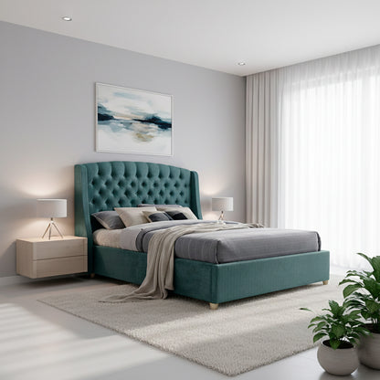 Base Cama con Espaldar + Colchon Semidoble Italia  verde