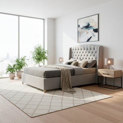 Base Cama Con Espaldar Queen Italia Gris Perla