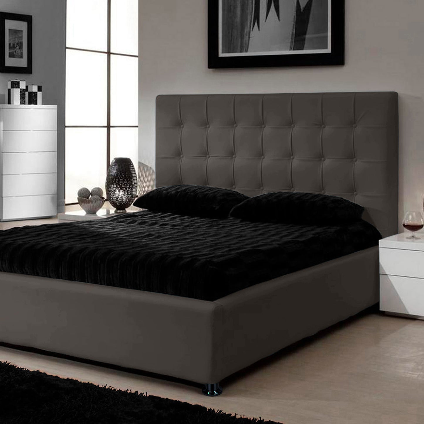 Base Cama con Espaldar + Colchon Semidoble Ilusion  cafe