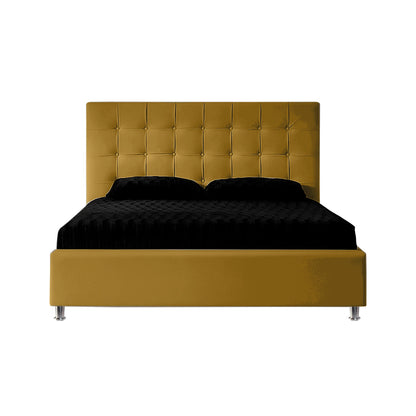 Base Cama Con Espaldar Sencillo Ilusion Mostaza
