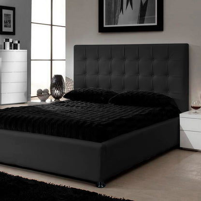 Base Cama con Espaldar + Colchon Doble Ilusion  negro