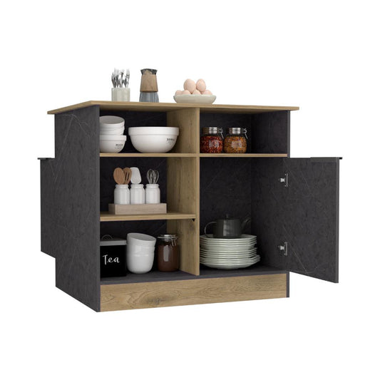 Barra De Cocina Tramil Gris Y Macadamia