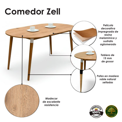 Juego de Comedor Ovalado Zell con 4 Sillas Eames grises