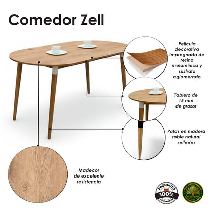 Mesa de Comedor ovalada Zell madera