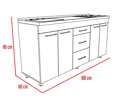 Gabinete Inferior Mok Coñac Y Blanco 180 Cm