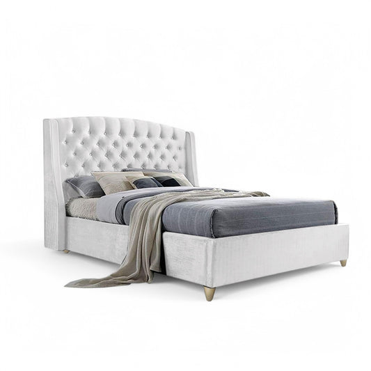 Base Cama con Espaldar + Colchon Doble Italia  blanco