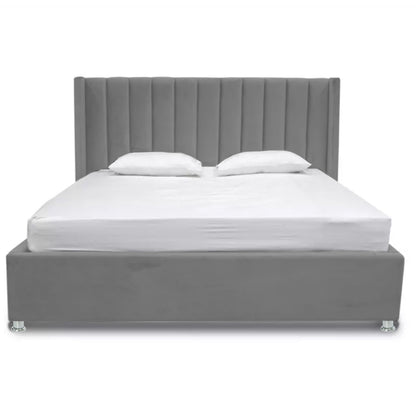 Base Cama Con Espaldar Semidoble Julieta Gris Plata