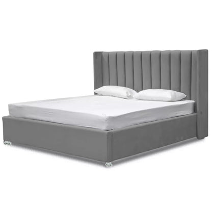 Base Cama Con Espaldar Semidoble Julieta Gris Plata