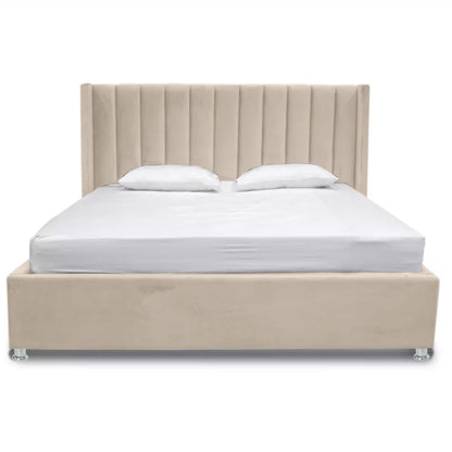 Base Cama Con Espaldar Sencillo Julieta Beige