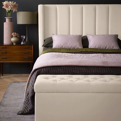 Base Cama Con Espaldar Sencillo Julieta Beige