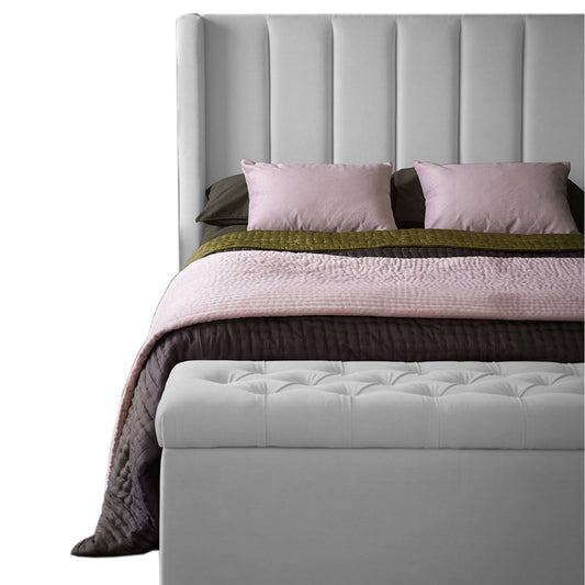 Base Cama Con Espaldar Semidoble Julieta Gris Perla