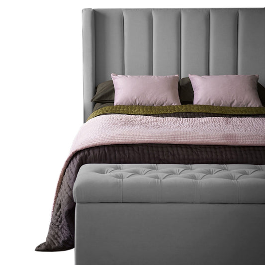 Base Cama Con Espaldar Sencillo Julieta Gris Plata