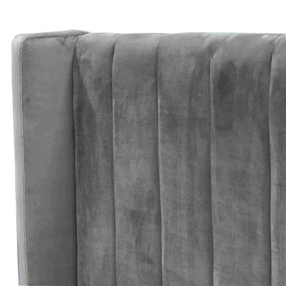 Base Cama con Espaldar + Colchon + Puff Baul Doble Julieta  gris plata