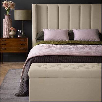 Base Cama con Espaldar + Colchon + Puff Baul Semidoble Julieta  taupe